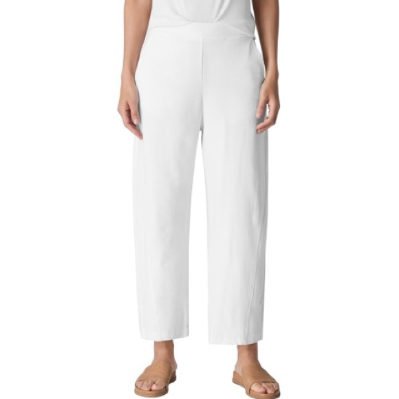 NWT Eileen Fisher White Washable Stretch Crepe Lantern Pants - Size XL - Picture 2 of 7